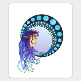 Purple and blue Art Nouveau lady Magnet